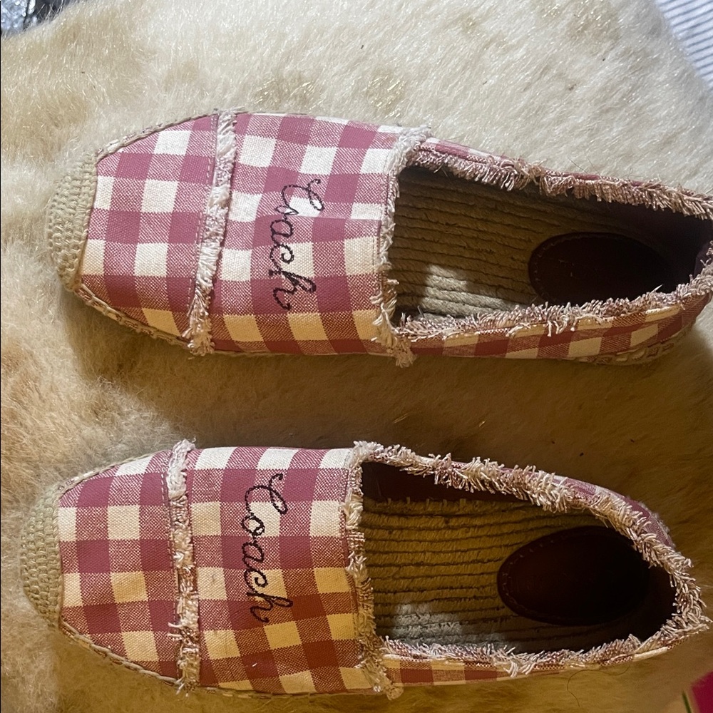 Coach Burgundy Checkered Espadrilles